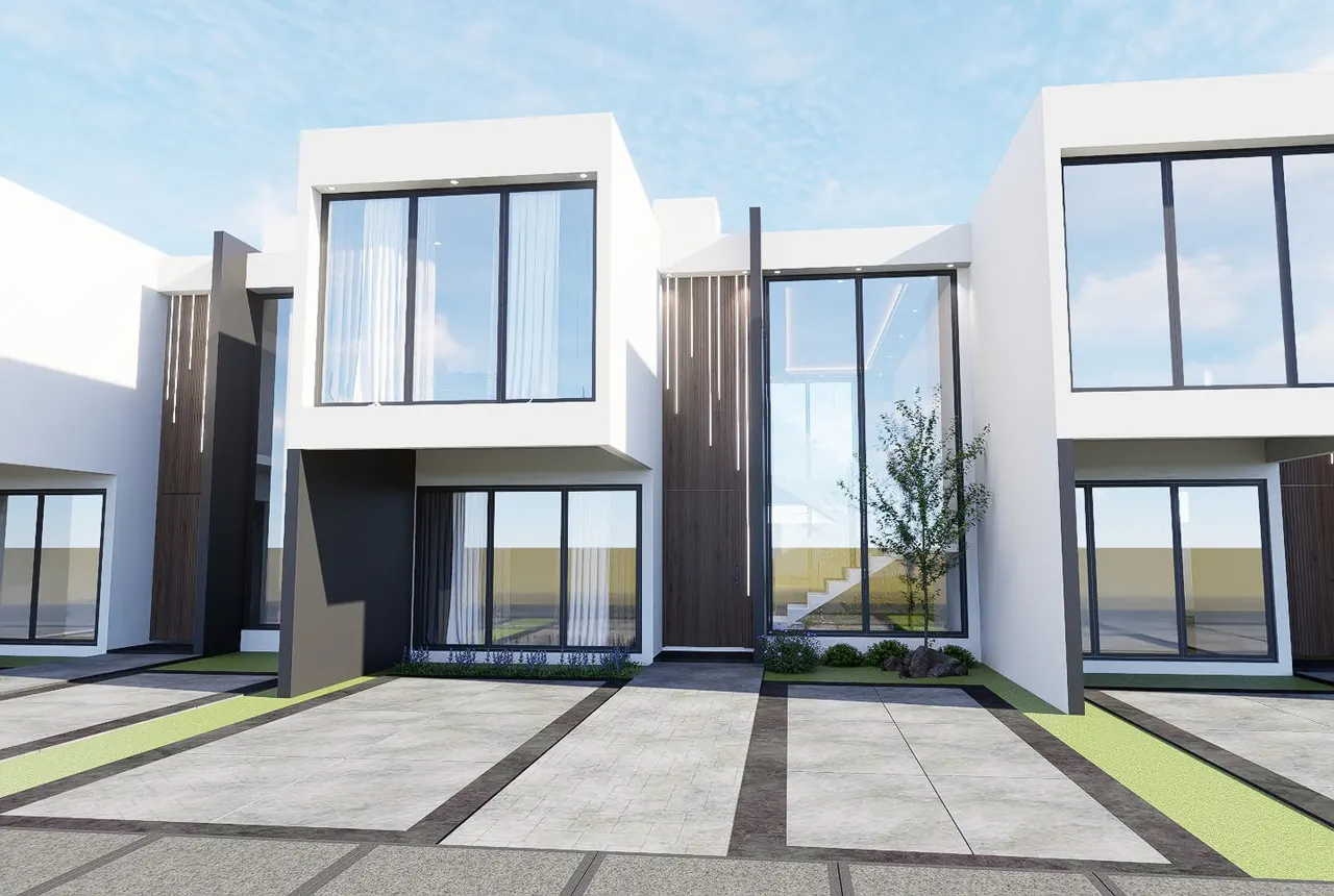 Conjunto de casas en la privada, vista de día
